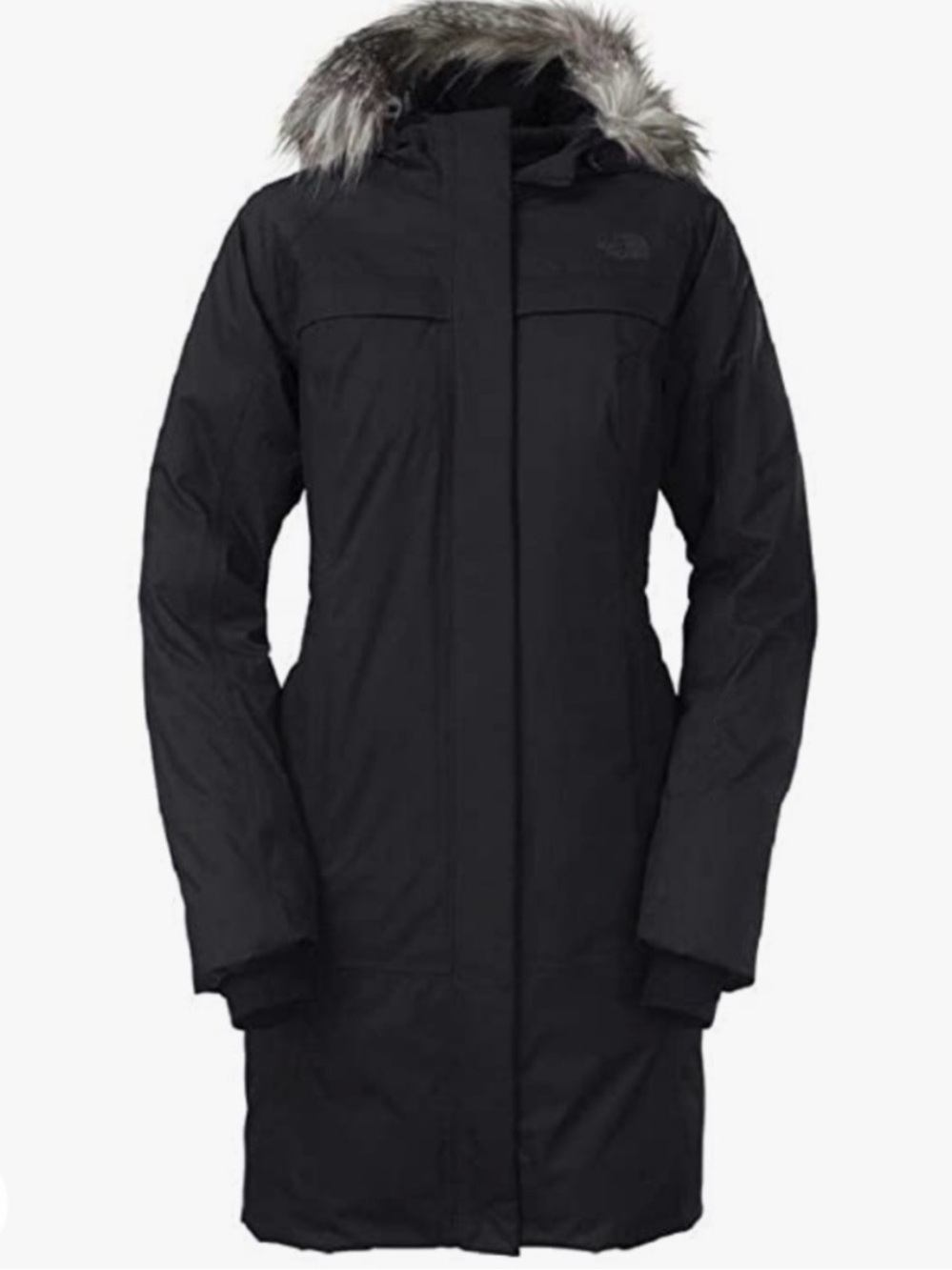 The North Face Black Women's Longline Parka with Faux Fur Trim Hood